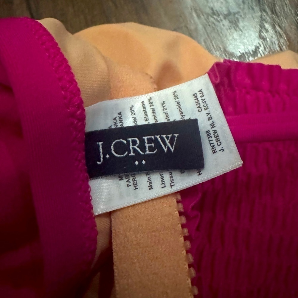 J Crew Fuchsia pink Smocked one piece swimsuit bathing suit XS - Picture 3 of 10